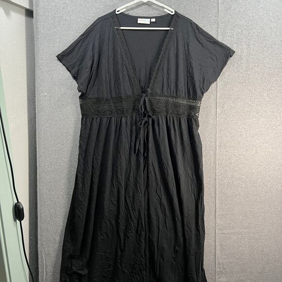 Belle Beach by Kim Gravel Petite Slub Knit Cover Up Black Petite M - Picture 4 of 15